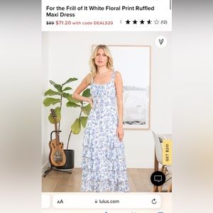 Lulus For the Frill of It White Floral Print Ruffled Maxi Dress XS